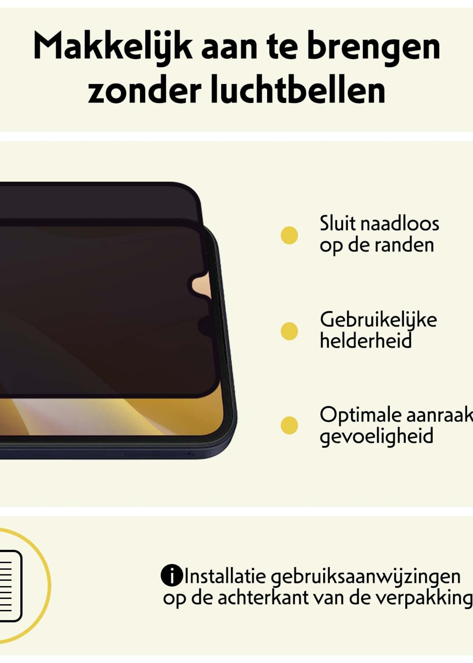 LUQ Screenprotector Geschikt voor Samsung A15 Privacy Screenprotector Bescherm Glas - Privacy Screenprotector Geschikt voor Samsung Galaxy A15 Screenprotector Glas