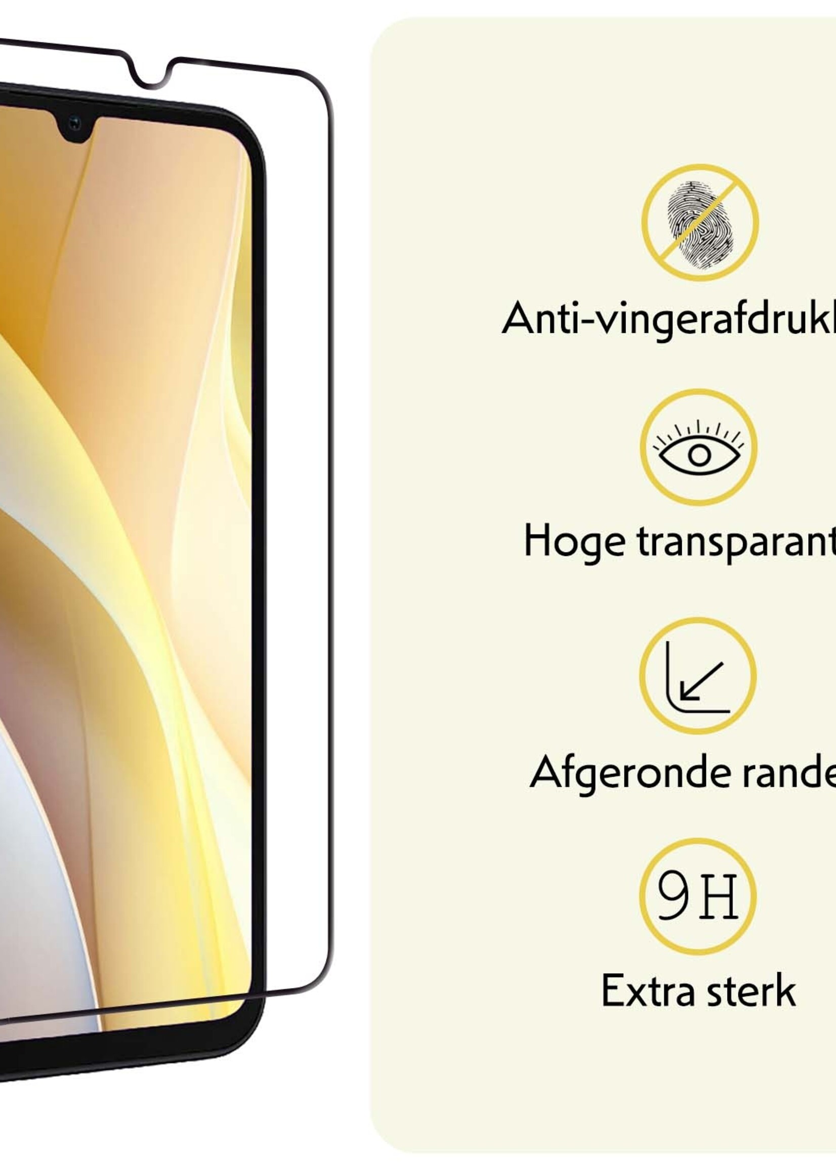 LUQ Screenprotector Geschikt voor Samsung A15 Screenprotector Glas Full Cover - Screenprotector Geschikt voor Samsung Galaxy A15 Screenprotector Full Cover - 2 Stuks