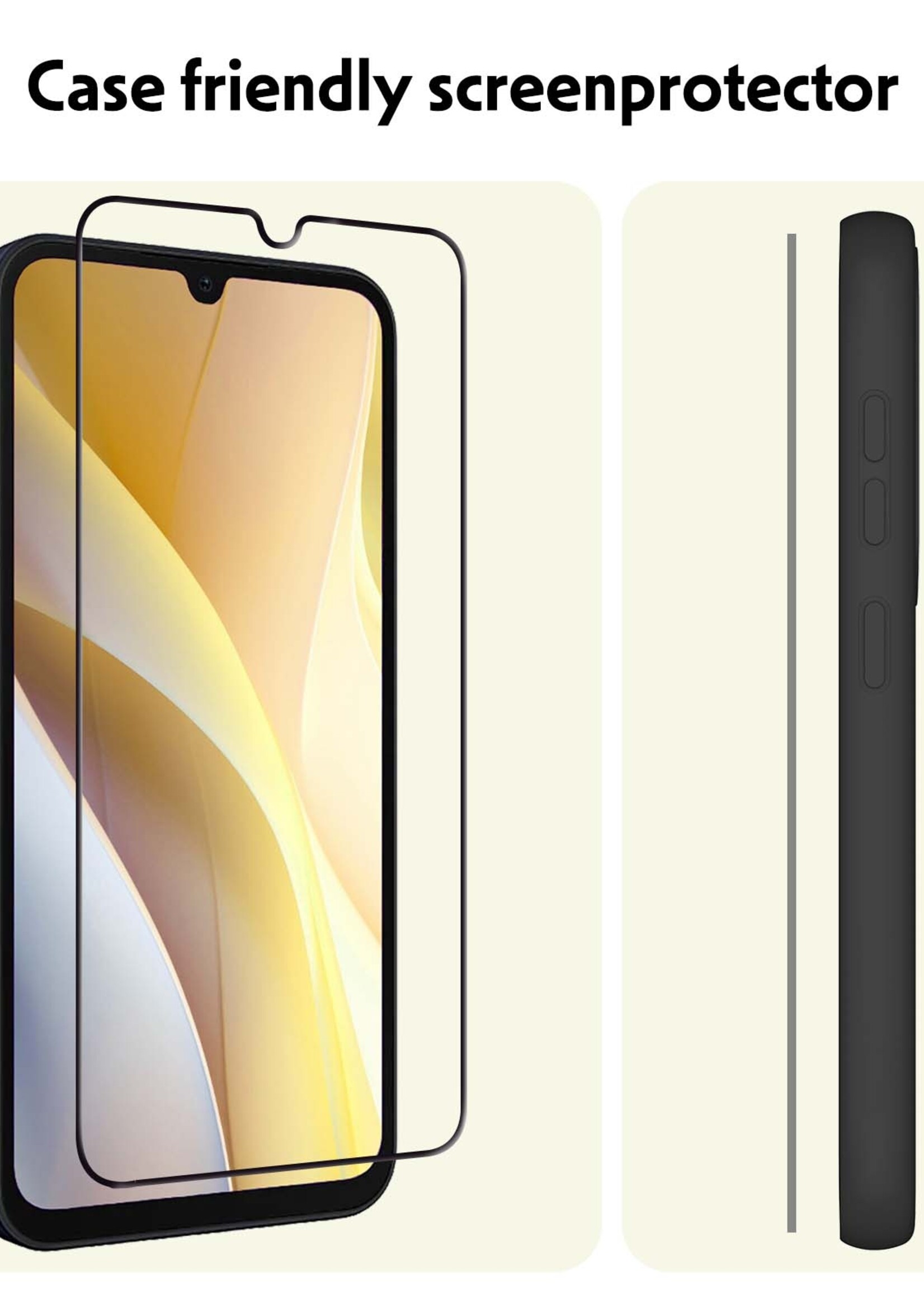 LUQ Screenprotector Geschikt voor Samsung A15 Screenprotector Glas Full Cover - Screenprotector Geschikt voor Samsung Galaxy A15 Screenprotector Full Cover - 2 Stuks