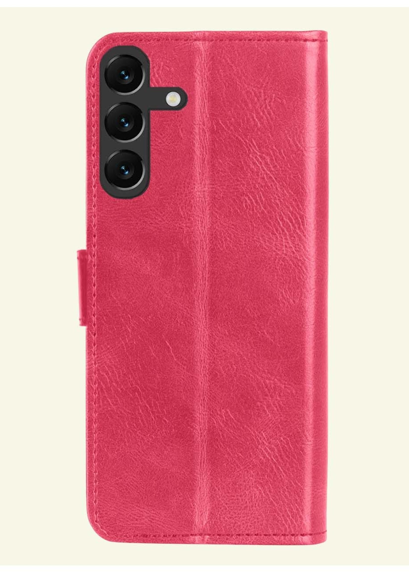 LUQ Hoesje Geschikt voor Samsung A15 Hoesje Book Case Hoes Wallet Cover - Hoes Geschikt voor Samsung Galaxy A15 Hoesje Bookcase Hoes - Donkerroze