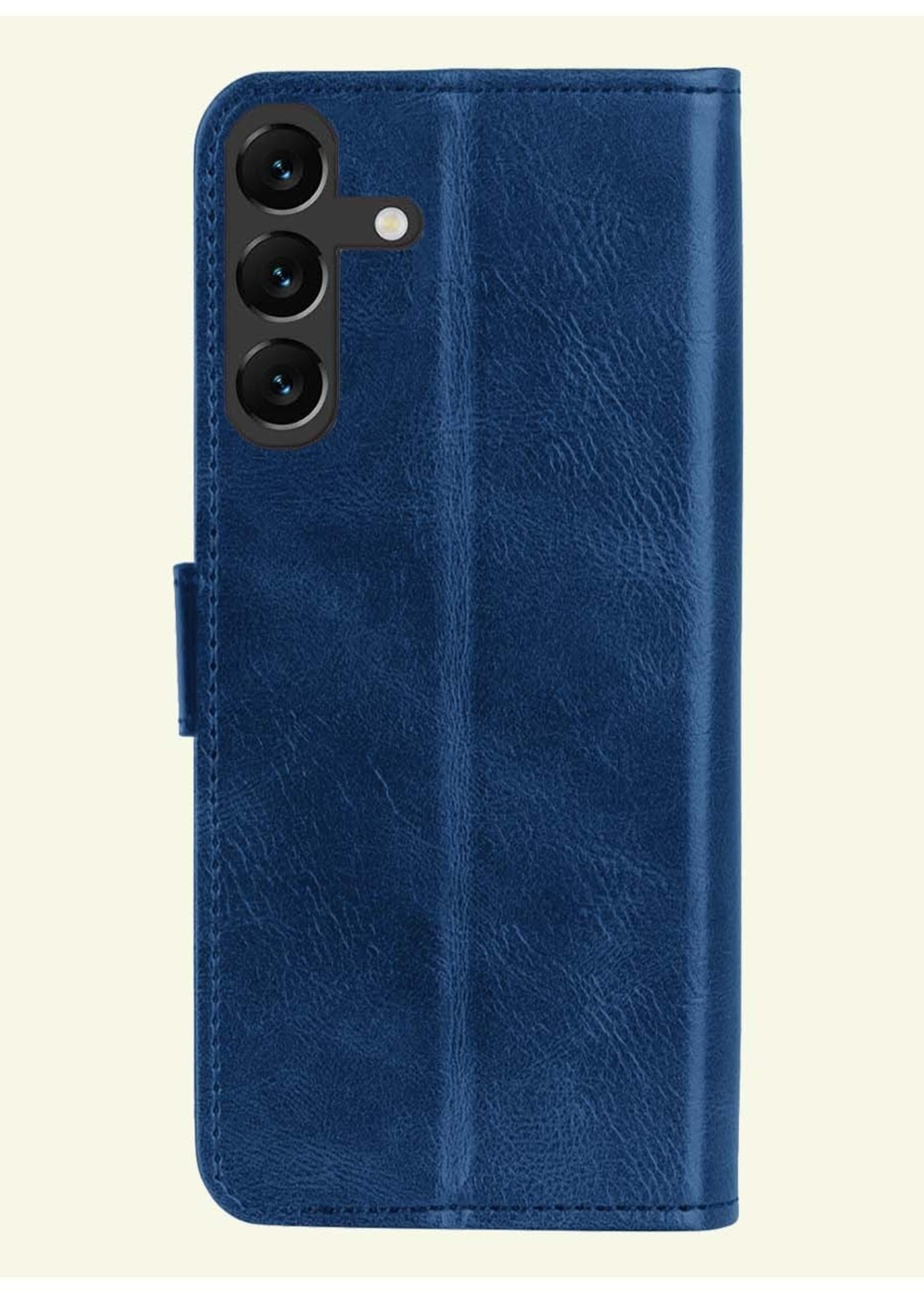 LUQ Hoesje Geschikt voor Samsung A15 Hoesje Book Case Hoes Wallet Cover Met Screenprotector - Hoes Geschikt voor Samsung Galaxy A15 Hoesje Bookcase Hoes - Donkerblauw