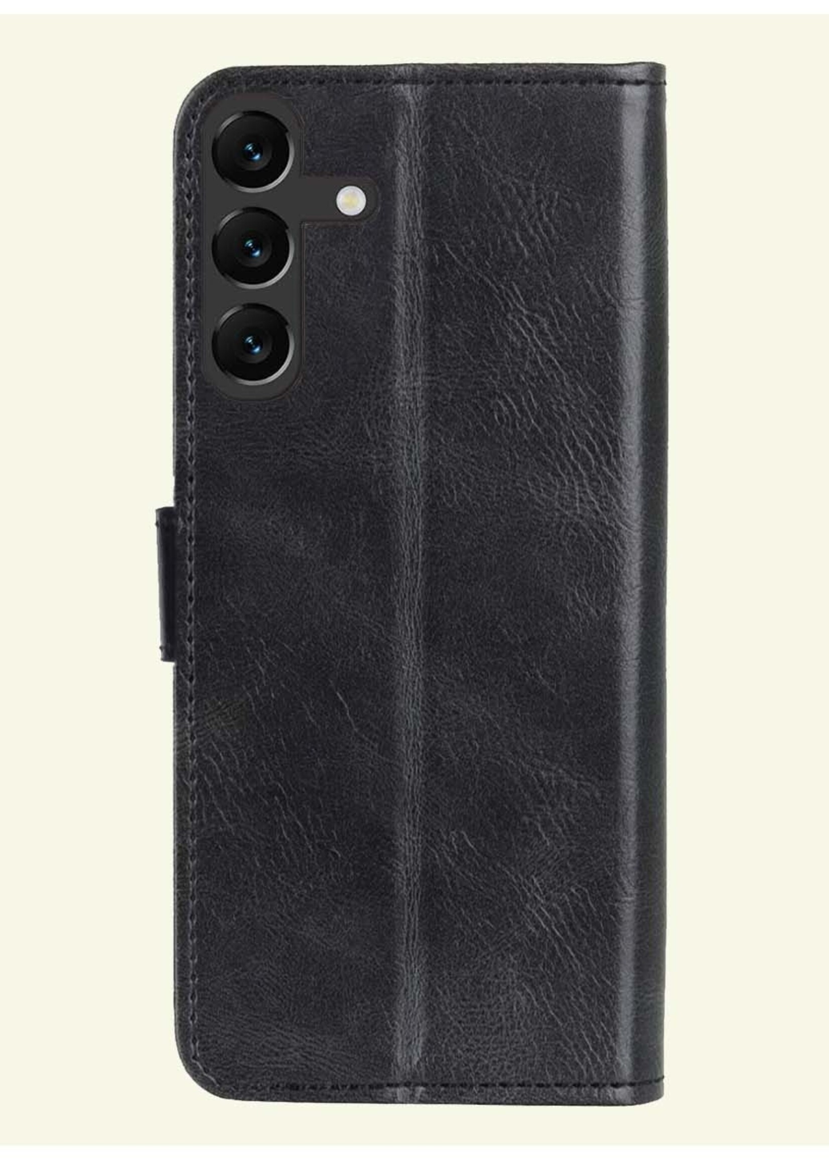 LUQ Hoesje Geschikt voor Samsung A15 Hoesje Book Case Hoes Wallet Cover Met Screenprotector - Hoes Geschikt voor Samsung Galaxy A15 Hoesje Bookcase Hoes - Zwart