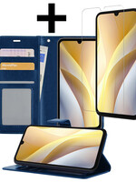 LUQ LUQ Samsung Galaxy A15 Hoesje Bookcase Met Screenprotector - Donkerblauw