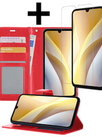 LUQ LUQ Samsung Galaxy A15 Hoesje Bookcase Met Screenprotector - Rood