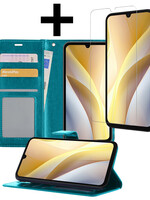 LUQ LUQ Samsung Galaxy A15 Hoesje Bookcase Met Screenprotector - Turquoise