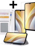 LUQ LUQ Samsung Galaxy A15 Hoesje Bookcase Met Screenprotector - Wit