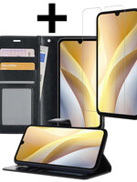 LUQ LUQ Samsung Galaxy A15 Hoesje Bookcase Met Screenprotector - Zwart