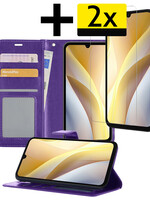 LUQ LUQ Samsung Galaxy A15 Hoesje Bookcase Met 2x Screenprotector - Paars