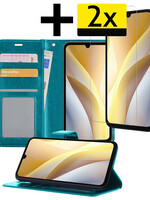 LUQ LUQ Samsung Galaxy A15 Hoesje Bookcase Met 2x Screenprotector - Turquoise