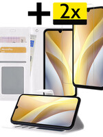 LUQ LUQ Samsung Galaxy A15 Hoesje Bookcase Met 2x Screenprotector - Wit