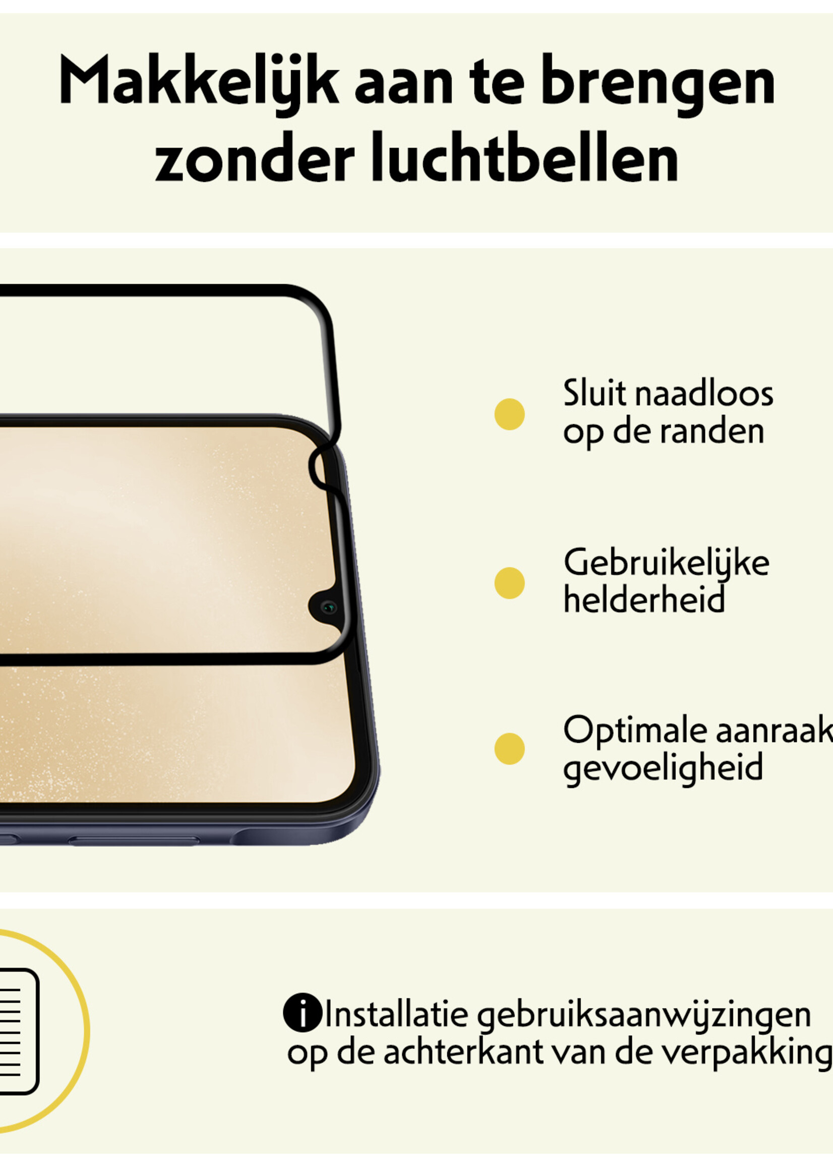 LUQ Screenprotector Geschikt voor Samsung A25 Screenprotector Glas Full Cover - Screenprotector Geschikt voor Samsung Galaxy A25 Screenprotector Full Cover