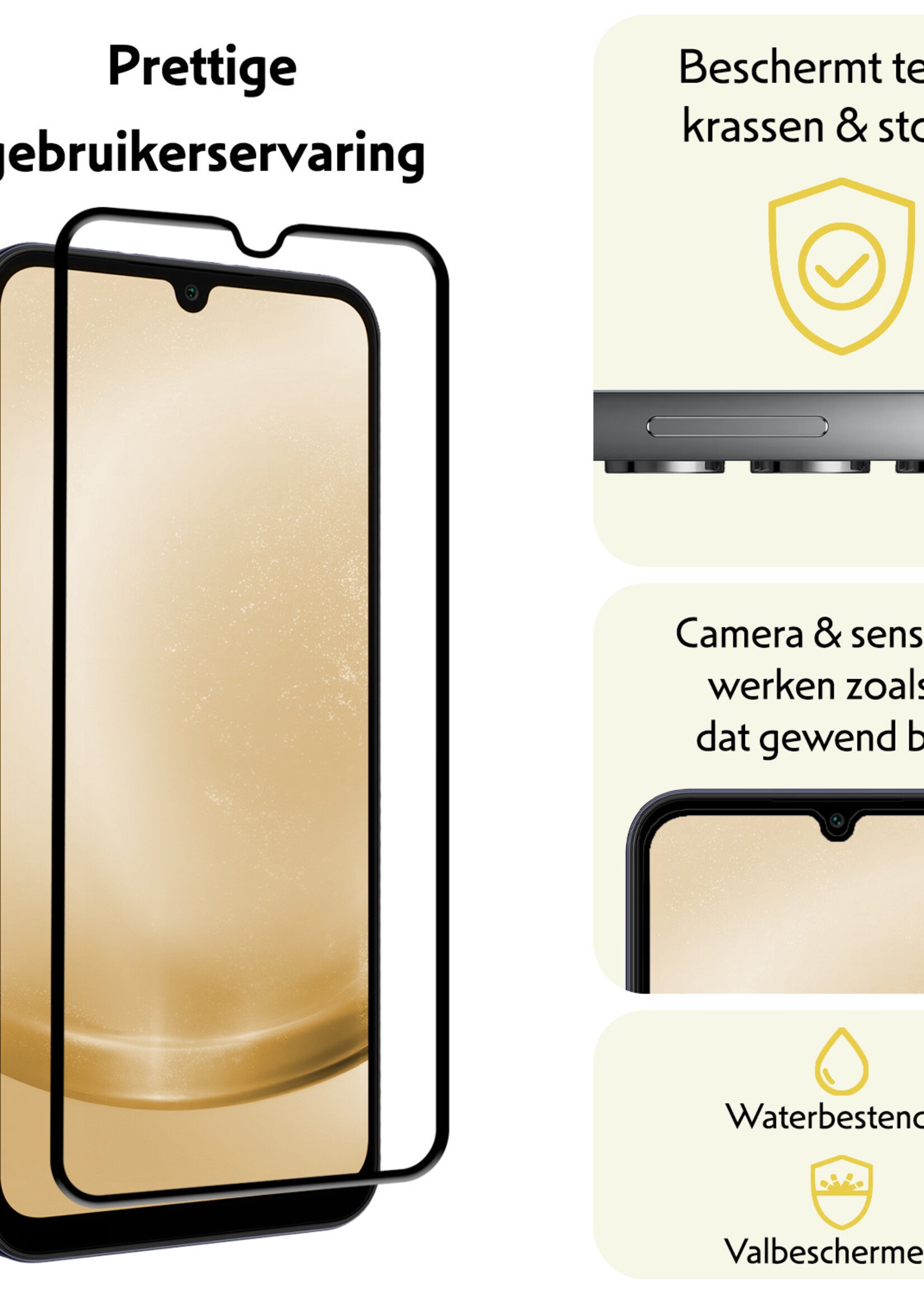 LUQ Screenprotector Geschikt voor Samsung A25 Screenprotector Glas Full Cover - Screenprotector Geschikt voor Samsung Galaxy A25 Screenprotector Full Cover