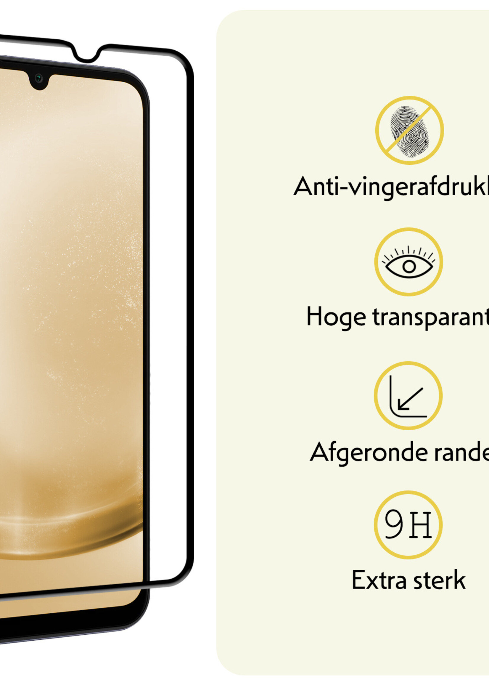 LUQ Screenprotector Geschikt voor Samsung A25 Screenprotector Glas Full Cover - Screenprotector Geschikt voor Samsung Galaxy A25 Screenprotector Full Cover - 3 Stuks