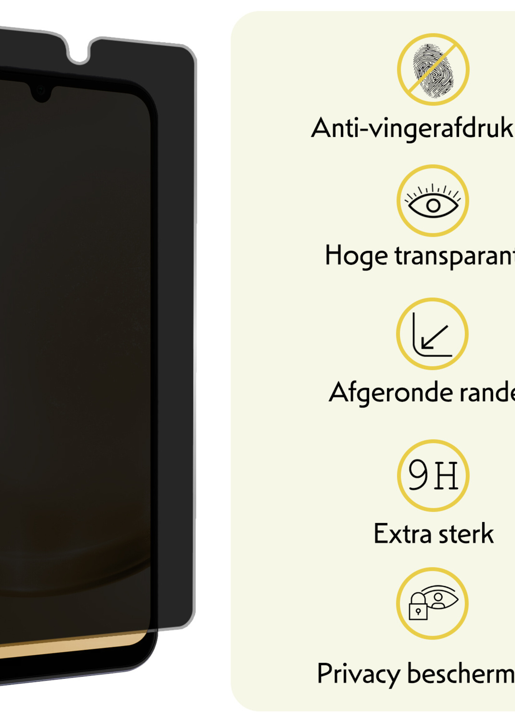 LUQ Screenprotector Geschikt voor Samsung A25 Privacy Screenprotector Bescherm Glas - Privacy Screenprotector Geschikt voor Samsung Galaxy A25 Screenprotector Glas