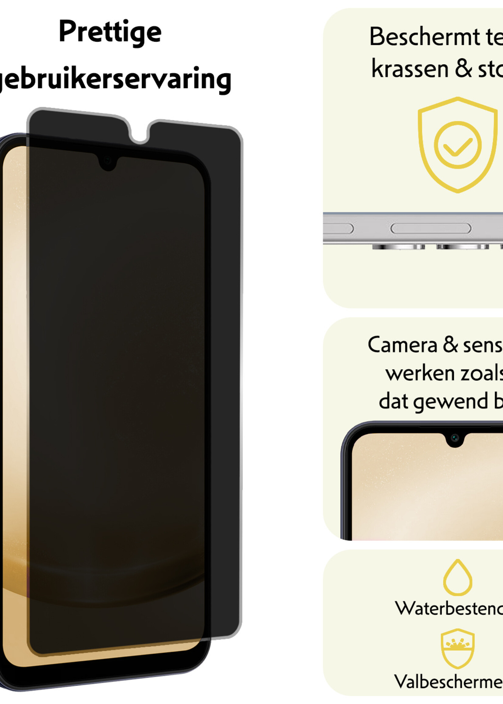 LUQ Screenprotector Geschikt voor Samsung A25 Privacy Screenprotector Bescherm Glas - Privacy Screenprotector Geschikt voor Samsung Galaxy A25 Screenprotector Glas - 3 Stuks