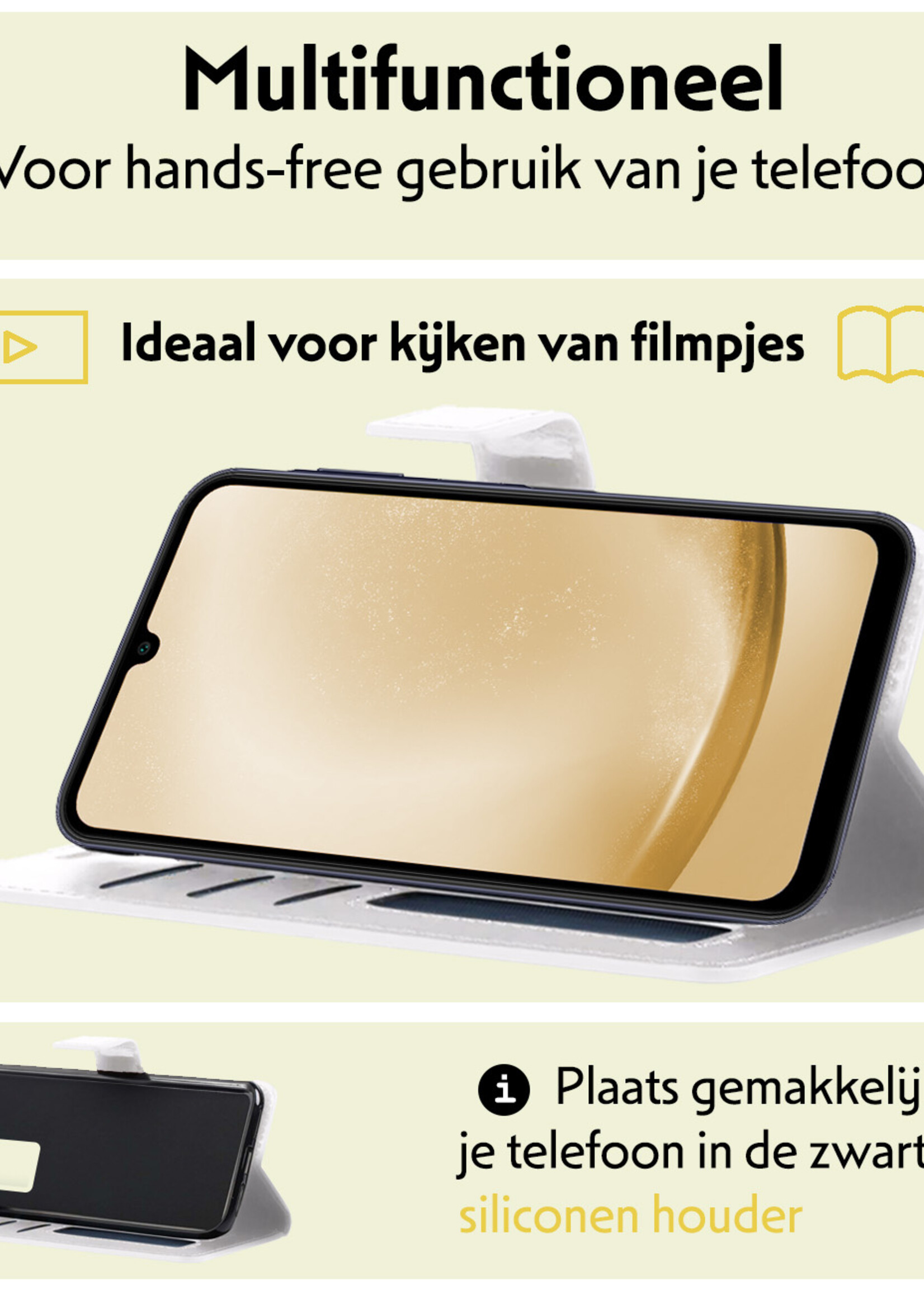 LUQ Hoesje Geschikt voor Samsung A25 Hoesje Book Case Hoes Wallet Cover - Hoes Geschikt voor Samsung Galaxy A25 Hoesje Bookcase Hoes - Wit