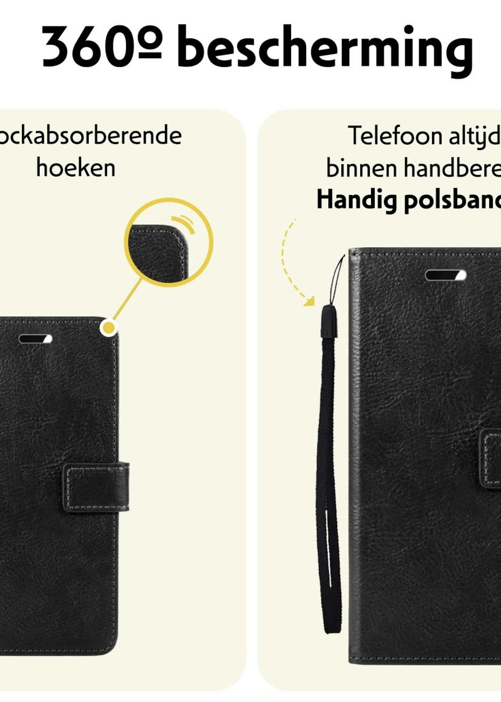 LUQ Hoesje Geschikt voor Samsung A25 Hoesje Book Case Hoes Wallet Cover - Hoes Geschikt voor Samsung Galaxy A25 Hoesje Bookcase Hoes - Zwart