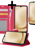 LUQ LUQ Samsung Galaxy A25 Hoesje Bookcase Met Screenprotector - Donkerroze