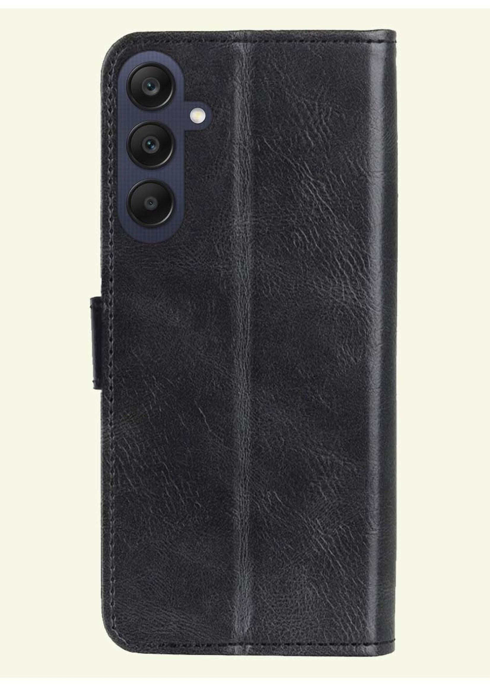 LUQ Hoesje Geschikt voor Samsung A25 Hoesje Book Case Hoes Wallet Cover Met Screenprotector - Hoes Geschikt voor Samsung Galaxy A25 Hoesje Bookcase Hoes - Zwart