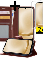 LUQ LUQ Samsung Galaxy A25 Hoesje Bookcase Met 2x Screenprotector - Bruin