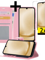 LUQ LUQ Samsung Galaxy A25 Hoesje Bookcase Met 2x Screenprotector - Lichtroze
