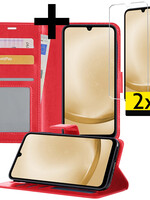 LUQ LUQ Samsung Galaxy A25 Hoesje Bookcase Met 2x Screenprotector - Rood