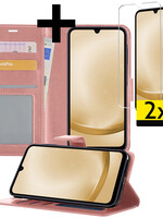 LUQ LUQ Samsung Galaxy A25 Hoesje Bookcase Met 2x Screenprotector - Rose Goud