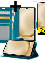 LUQ LUQ Samsung Galaxy A25 Hoesje Bookcase Met 2x Screenprotector - Turquoise