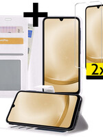 LUQ LUQ Samsung Galaxy A25 Hoesje Bookcase Met 2x Screenprotector - Wit