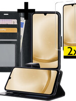 LUQ LUQ Samsung Galaxy A25 Hoesje Bookcase Met 2x Screenprotector - Zwart