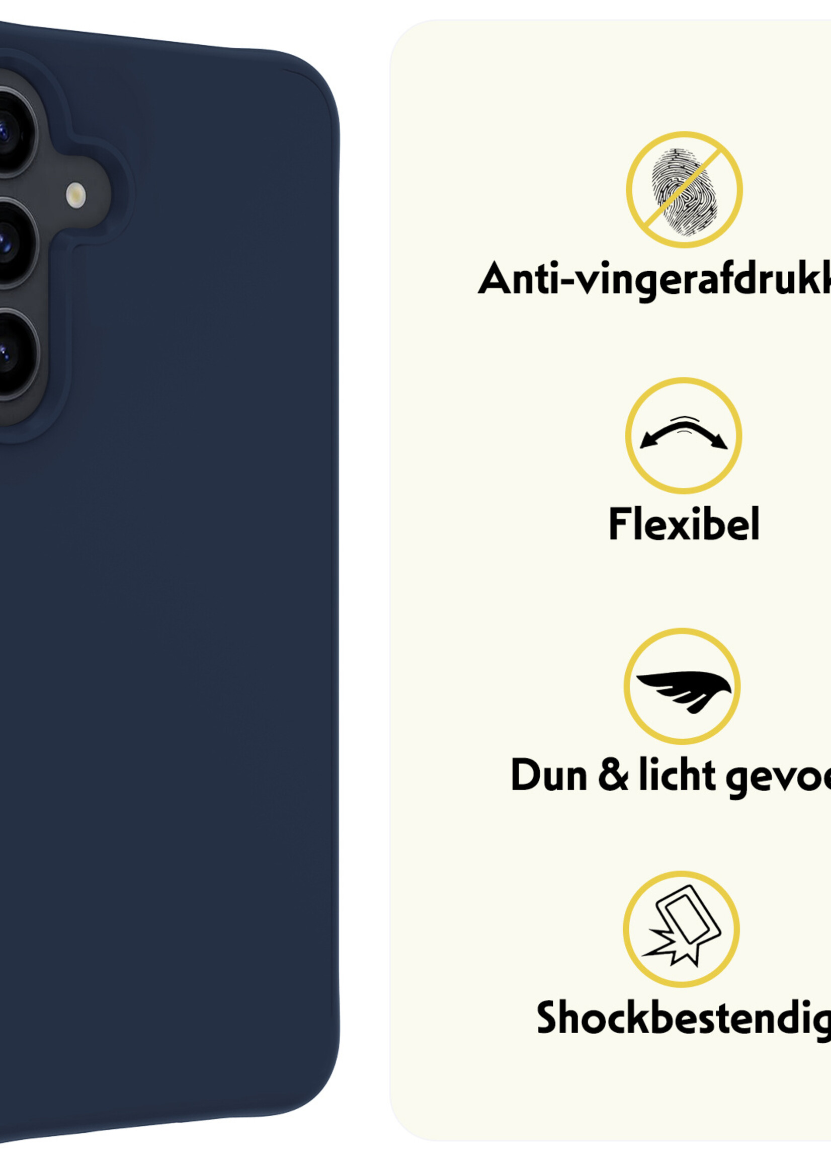 LUQ Hoesje Geschikt voor Samsung S23 FE Hoesje Siliconen Case - Hoes Geschikt voor Samsung Galaxy S23 FE Hoes Siliconen - Donkerblauw