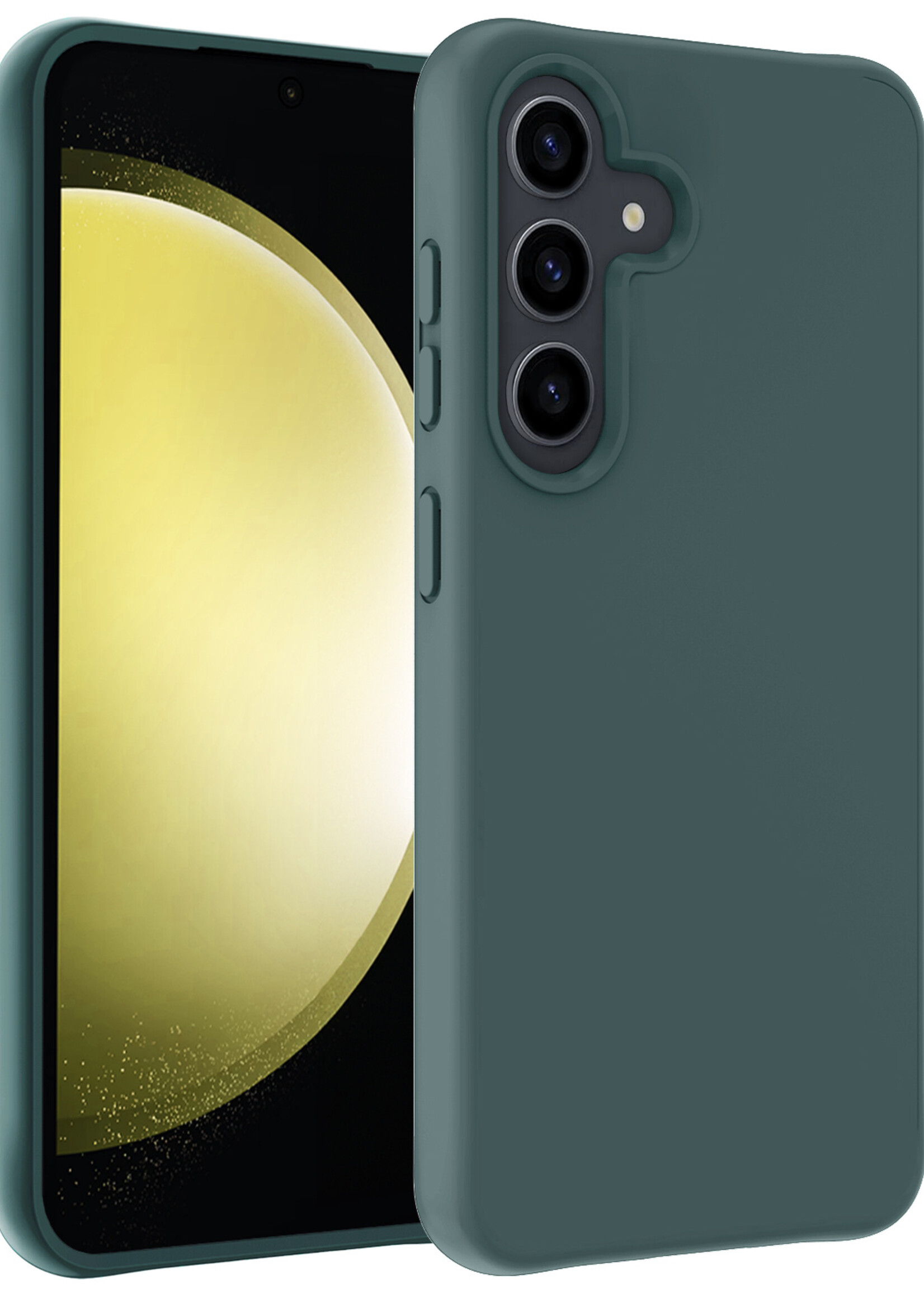 LUQ Hoesje Geschikt voor Samsung S23 FE Hoesje Siliconen Case - Hoes Geschikt voor Samsung Galaxy S23 FE Hoes Siliconen - Donkergroen