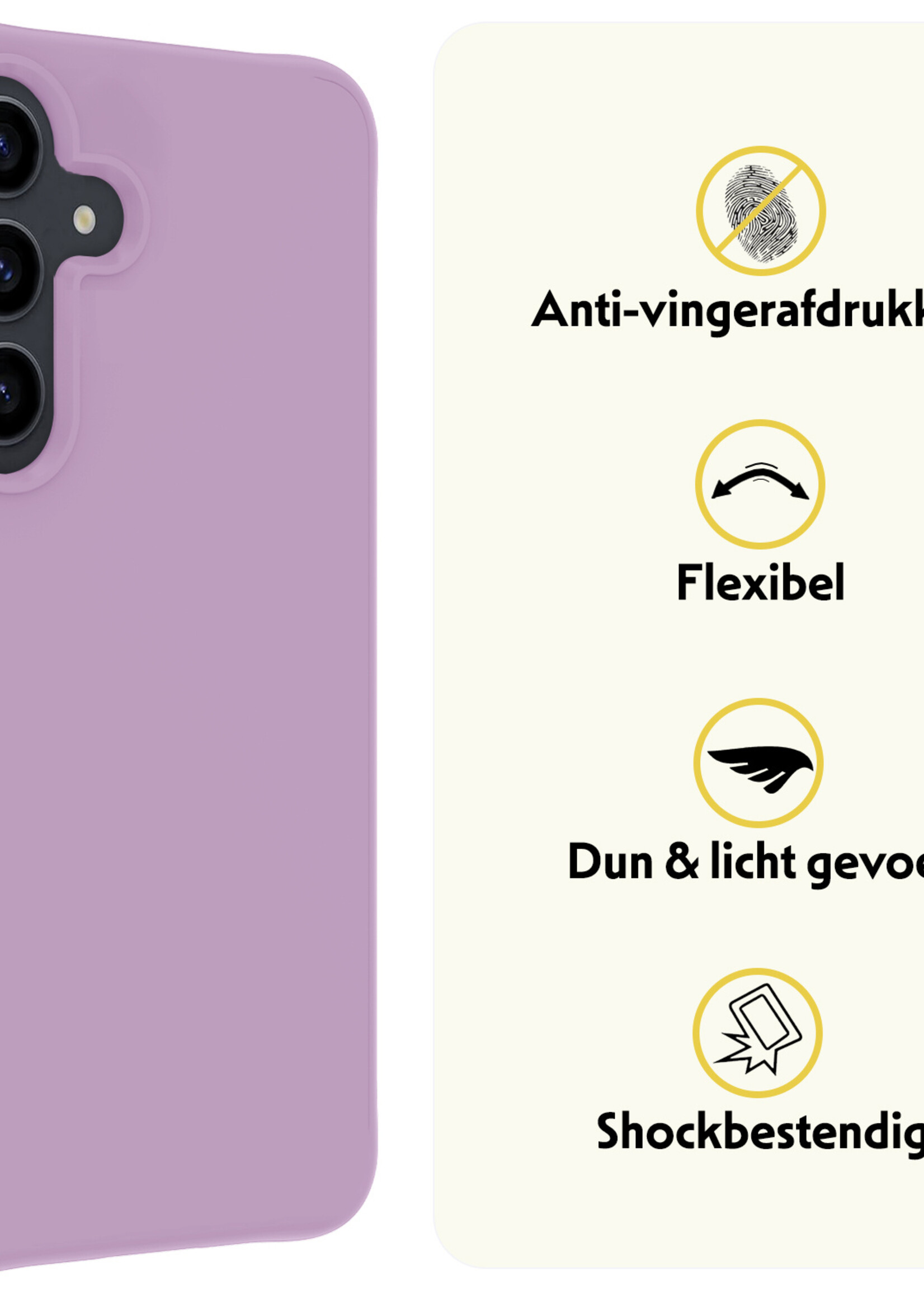 LUQ Hoesje Geschikt voor Samsung S23 FE Hoesje Siliconen Case - Hoes Geschikt voor Samsung Galaxy S23 FE Hoes Siliconen - Lila