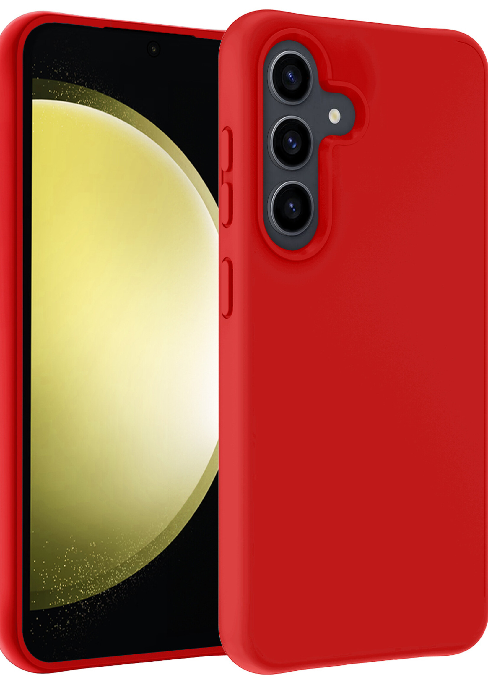 LUQ Hoesje Geschikt voor Samsung S23 FE Hoesje Siliconen Case - Hoes Geschikt voor Samsung Galaxy S23 FE Hoes Siliconen - Rood