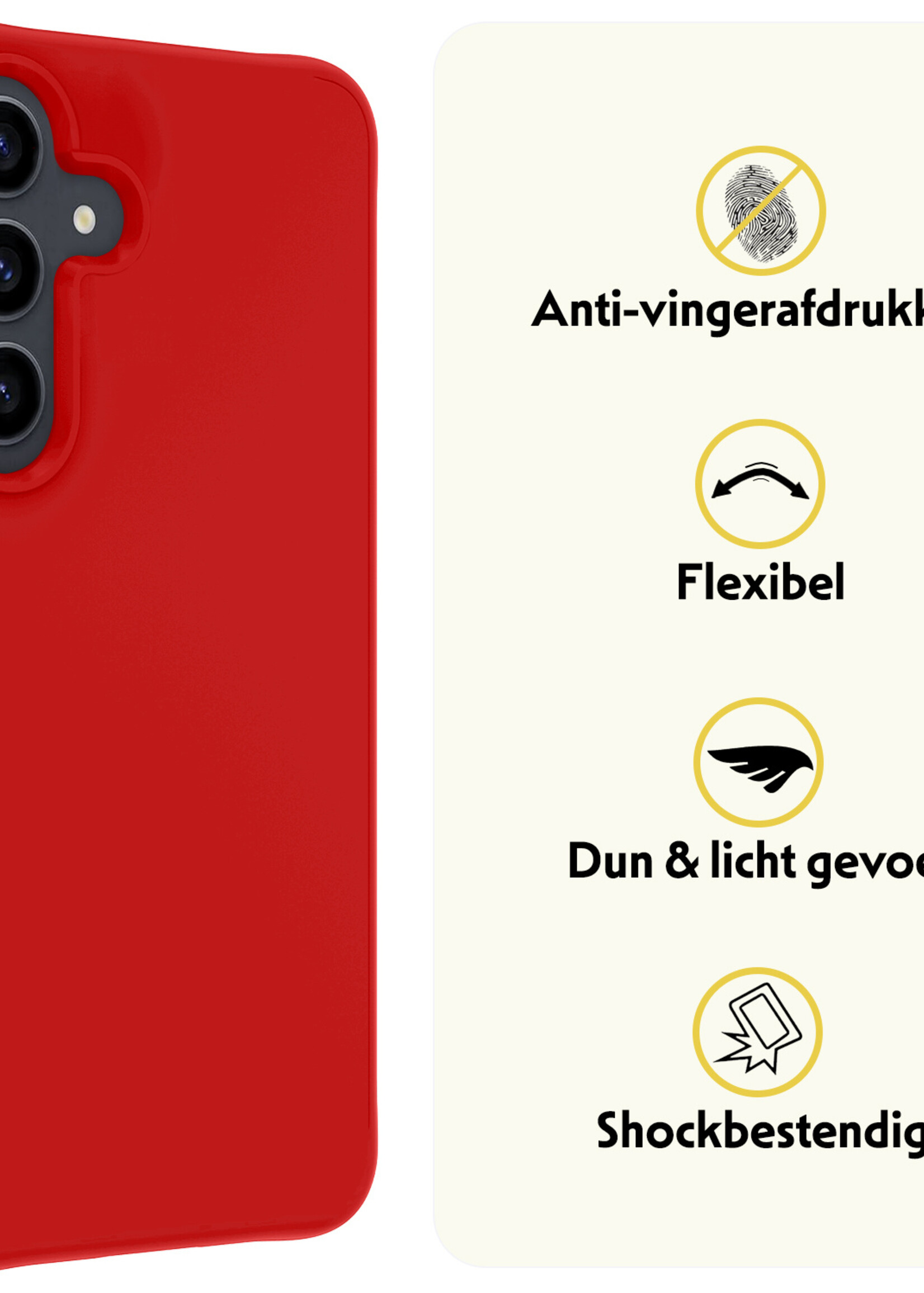 LUQ Hoesje Geschikt voor Samsung S23 FE Hoesje Siliconen Case - Hoes Geschikt voor Samsung Galaxy S23 FE Hoes Siliconen - Rood