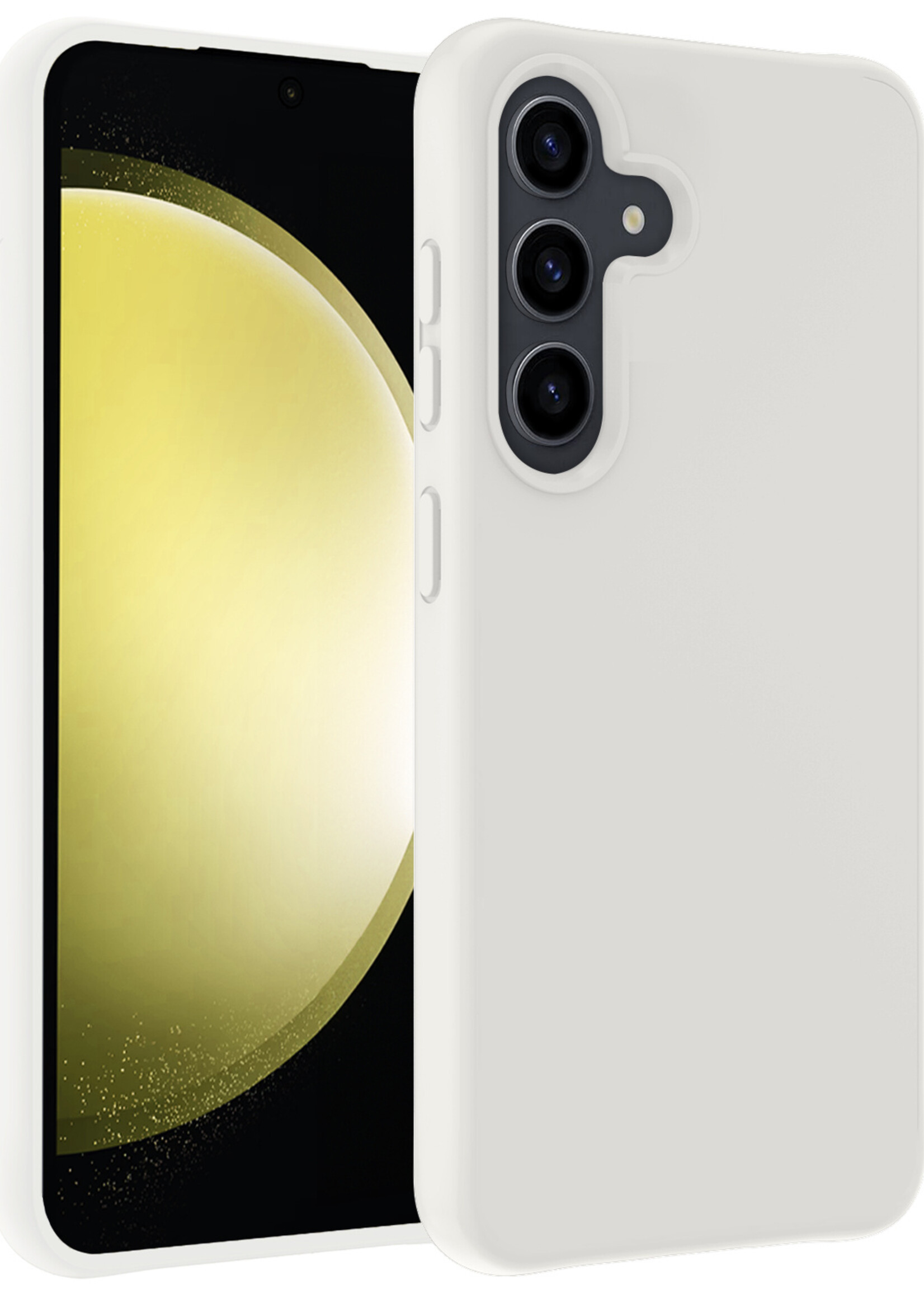 LUQ Hoesje Geschikt voor Samsung S23 FE Hoesje Siliconen Case - Hoes Geschikt voor Samsung Galaxy S23 FE Hoes Siliconen - Wit