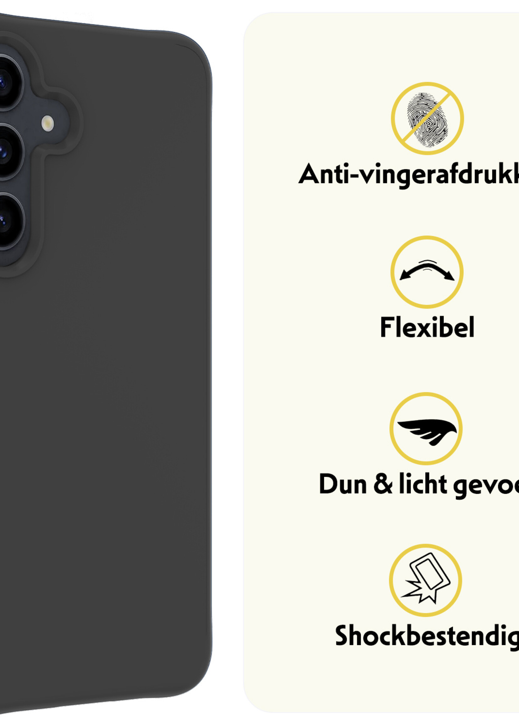 LUQ Hoesje Geschikt voor Samsung S23 FE Hoesje Siliconen Case - Hoes Geschikt voor Samsung Galaxy S23 FE Hoes Siliconen - Zwart