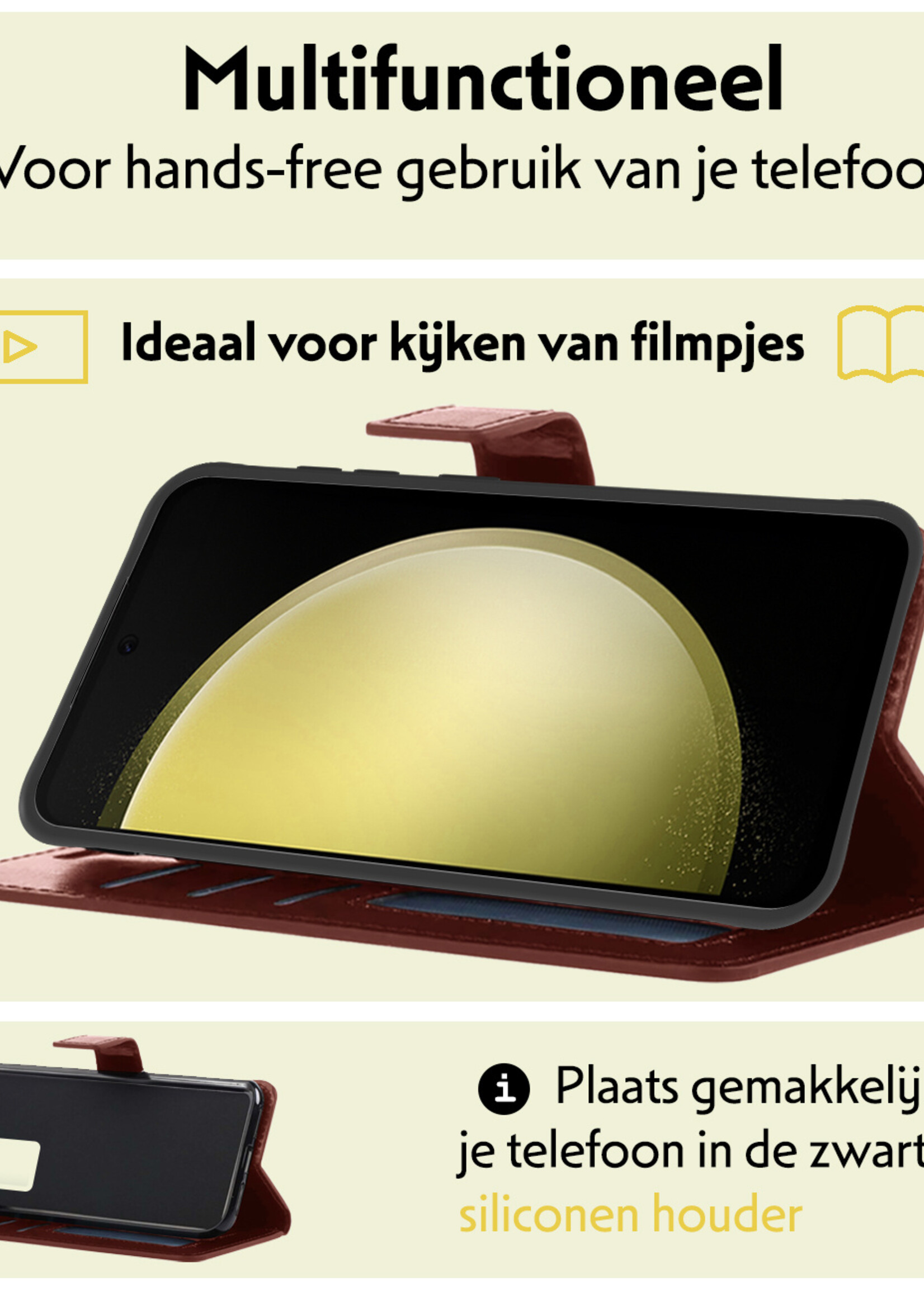 LUQ Hoesje Geschikt voor Samsung S23 FE Hoesje Book Case Hoes Wallet Cover - Hoes Geschikt voor Samsung Galaxy S23 FE Hoesje Bookcase Hoes - Bruin