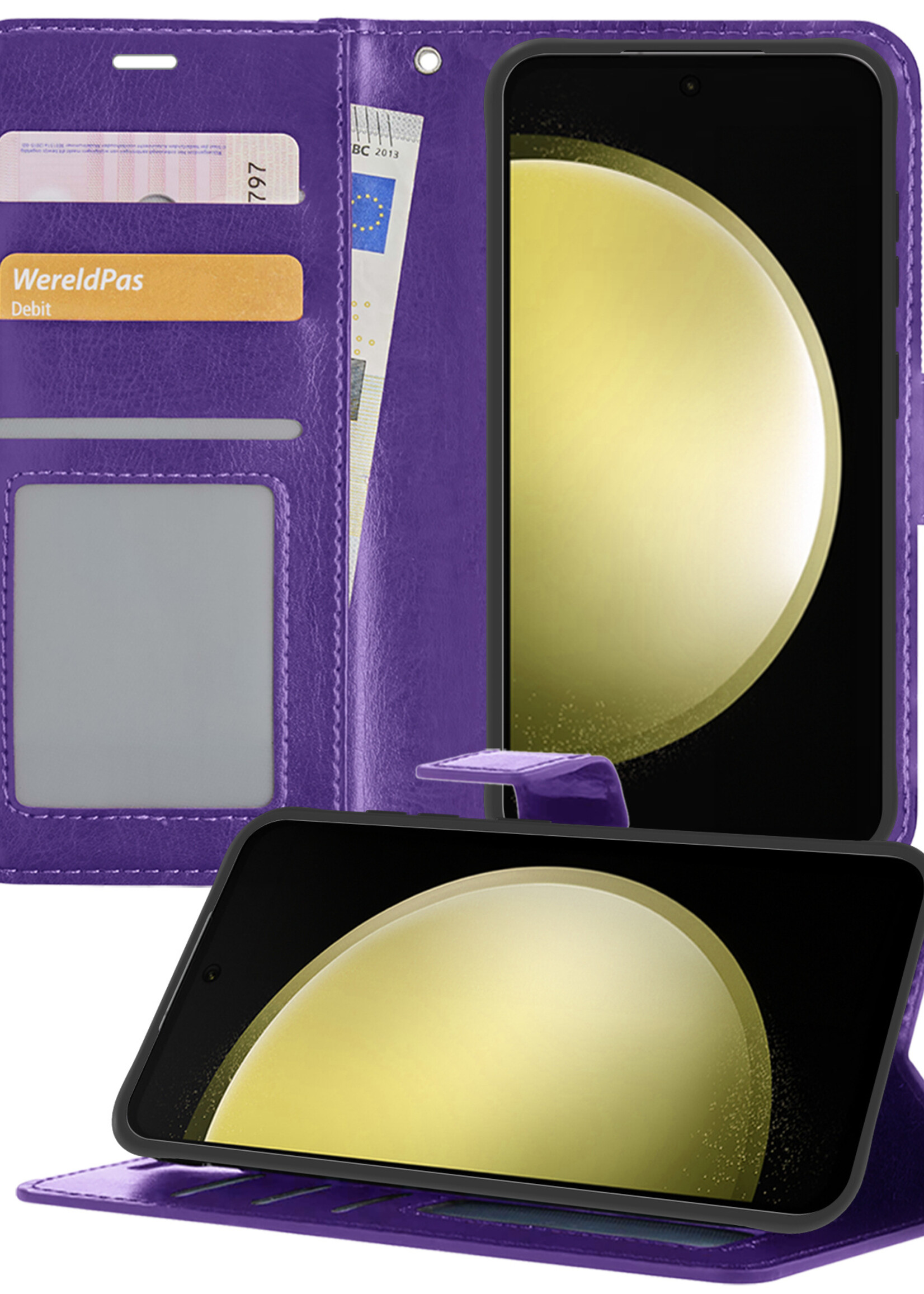 LUQ Hoesje Geschikt voor Samsung S23 FE Hoesje Book Case Hoes Wallet Cover - Hoes Geschikt voor Samsung Galaxy S23 FE Hoesje Bookcase Hoes - Paars