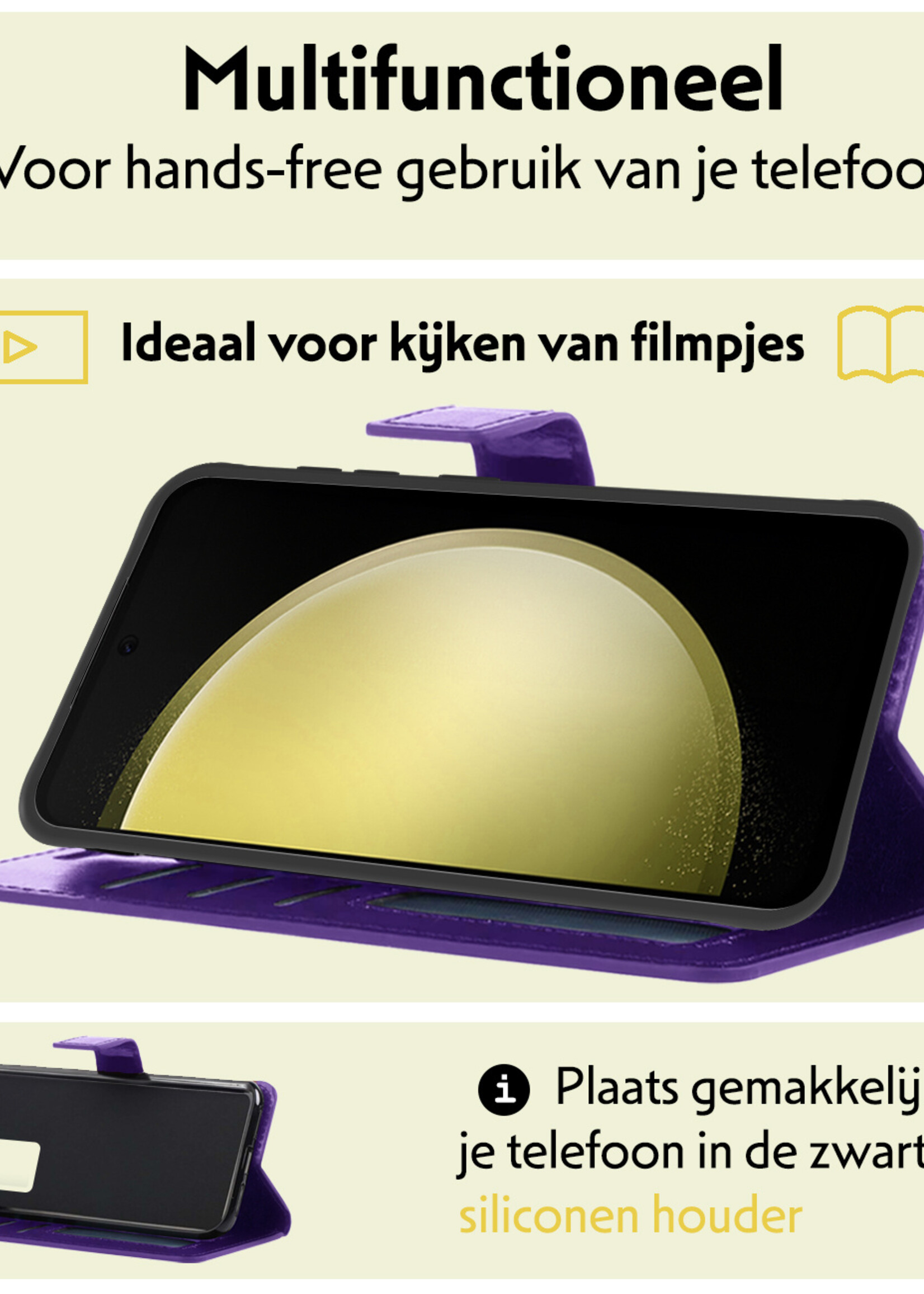 LUQ Hoesje Geschikt voor Samsung S23 FE Hoesje Book Case Hoes Wallet Cover - Hoes Geschikt voor Samsung Galaxy S23 FE Hoesje Bookcase Hoes - Paars