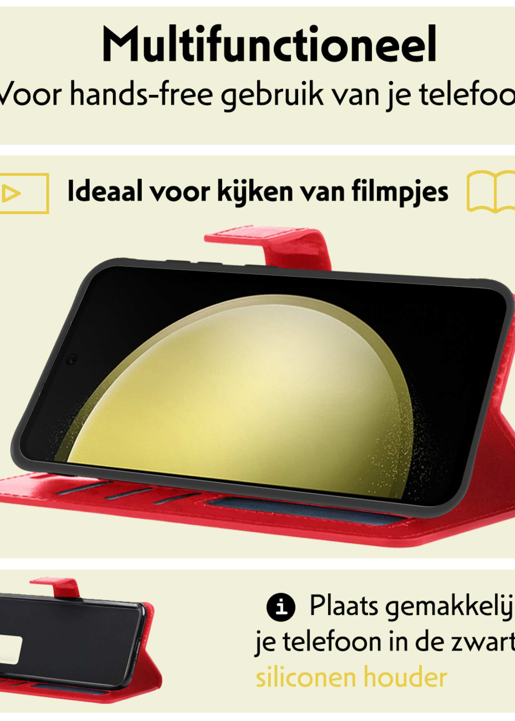 LUQ Hoesje Geschikt voor Samsung S23 FE Hoesje Book Case Hoes Wallet Cover - Hoes Geschikt voor Samsung Galaxy S23 FE Hoesje Bookcase Hoes - Rood