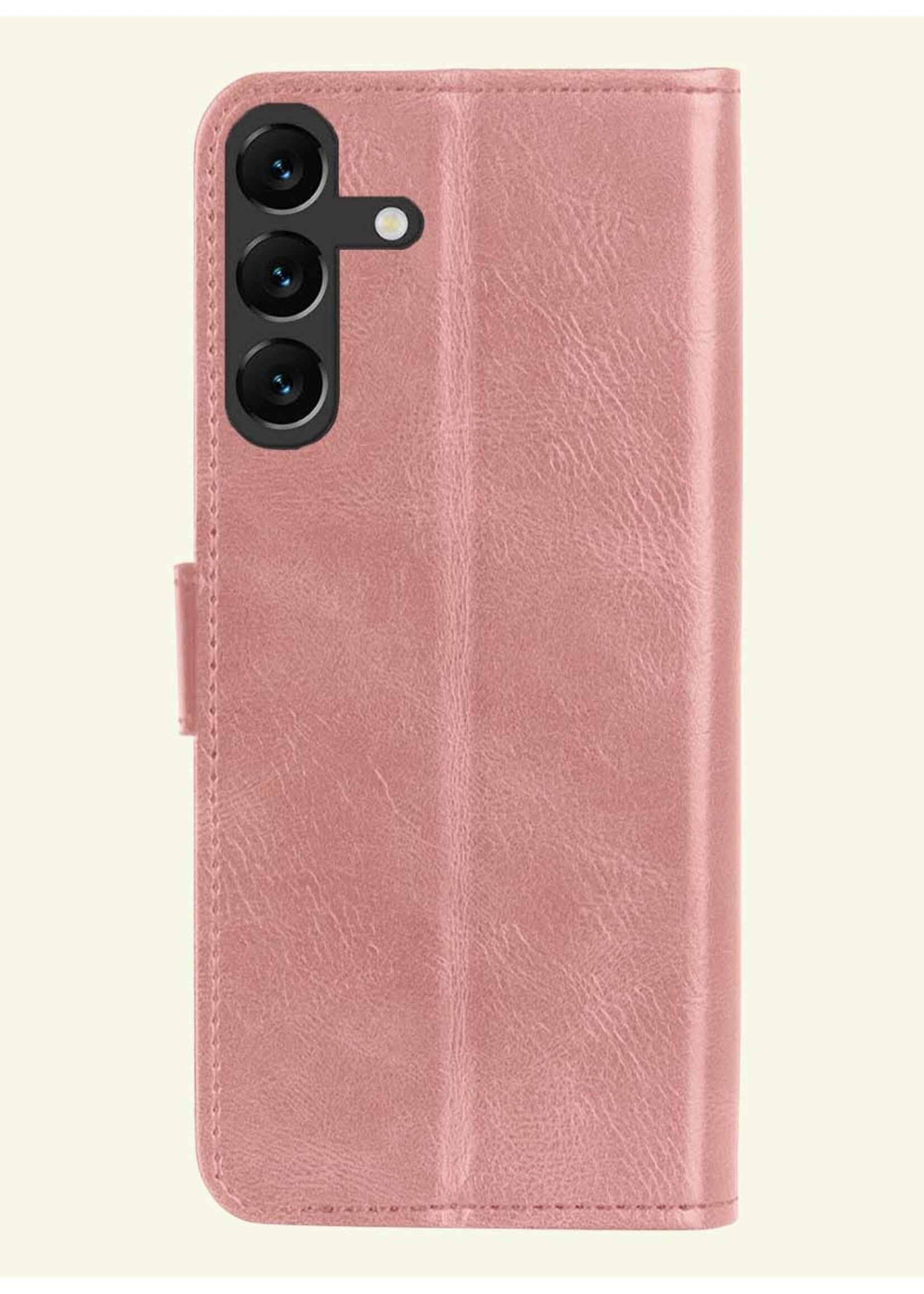 LUQ Hoesje Geschikt voor Samsung S23 FE Hoesje Book Case Hoes Wallet Cover - Hoes Geschikt voor Samsung Galaxy S23 FE Hoesje Bookcase Hoes - Rosé goud