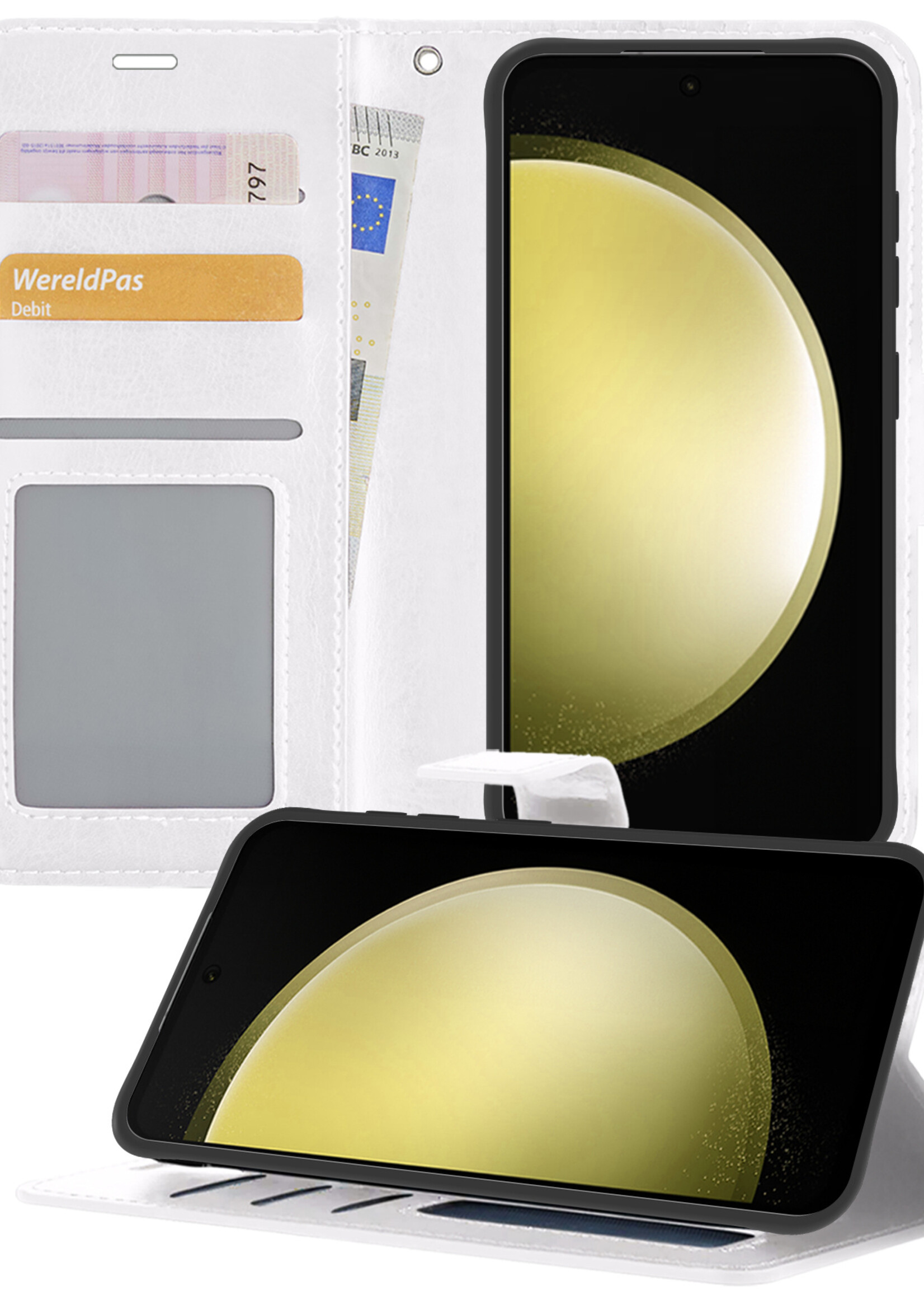 LUQ Hoesje Geschikt voor Samsung S23 FE Hoesje Book Case Hoes Wallet Cover - Hoes Geschikt voor Samsung Galaxy S23 FE Hoesje Bookcase Hoes - Wit