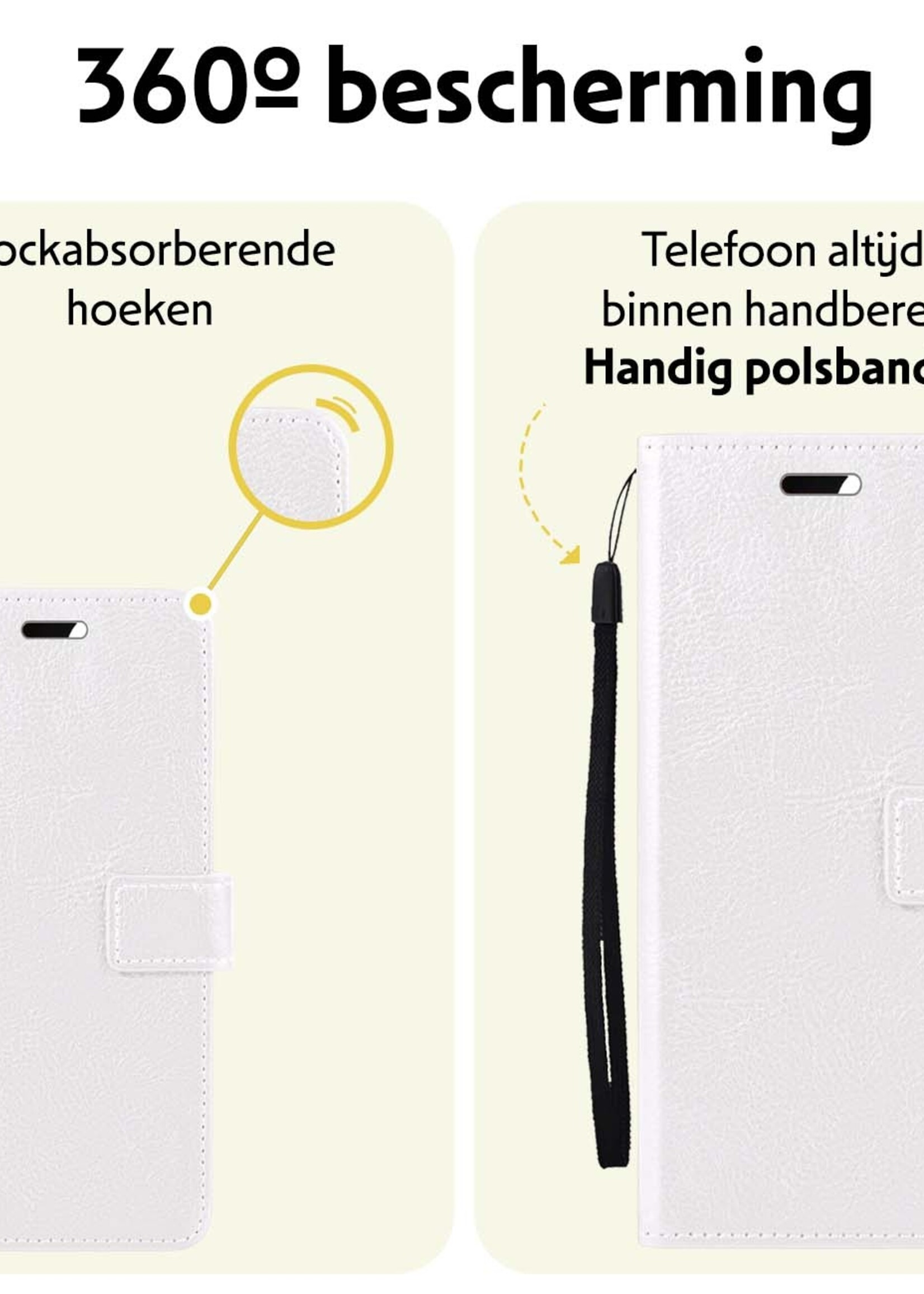 LUQ Hoesje Geschikt voor Samsung S23 FE Hoesje Book Case Hoes Wallet Cover - Hoes Geschikt voor Samsung Galaxy S23 FE Hoesje Bookcase Hoes - Wit