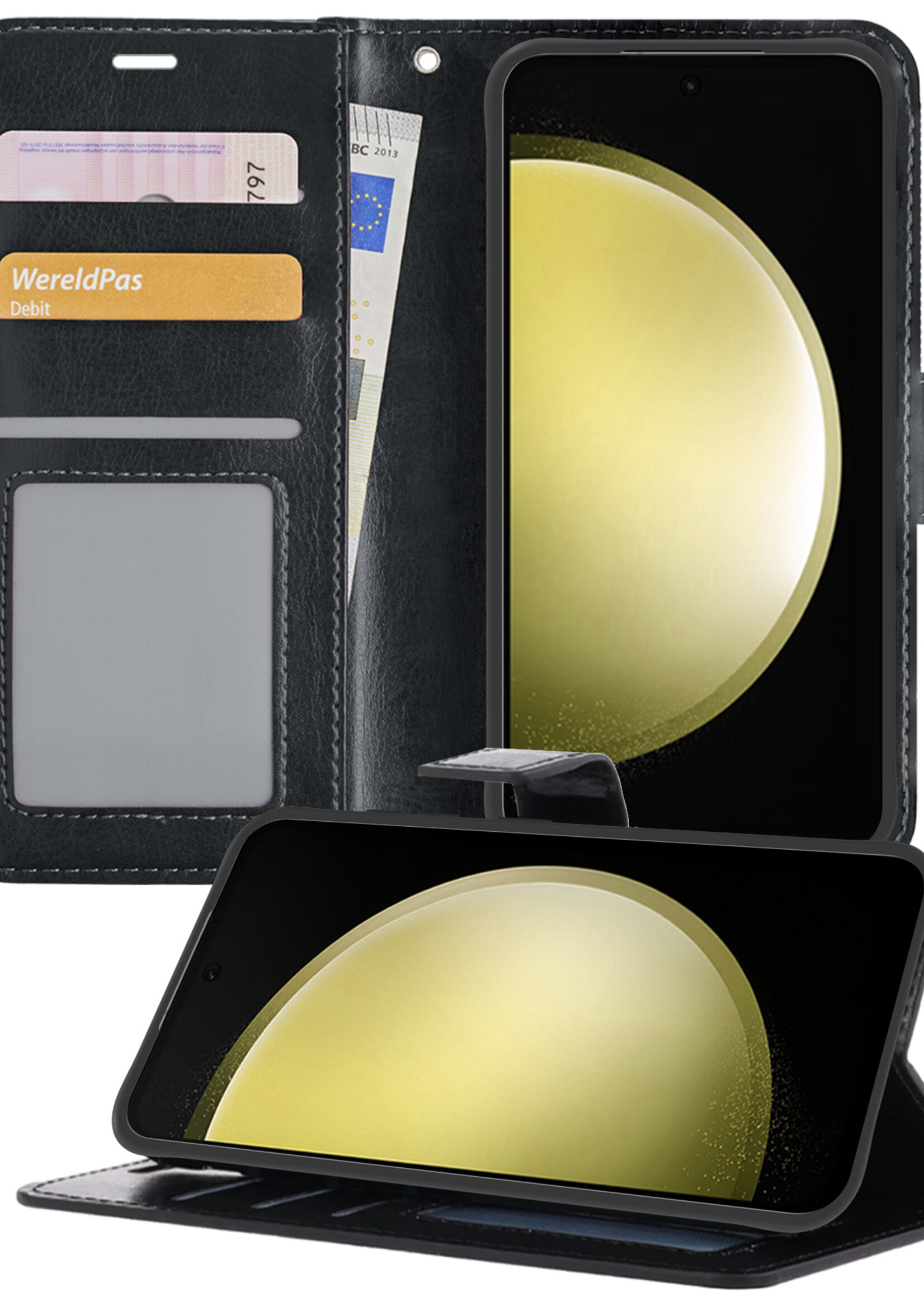 LUQ Hoesje Geschikt voor Samsung S23 FE Hoesje Book Case Hoes Wallet Cover - Hoes Geschikt voor Samsung Galaxy S23 FE Hoesje Bookcase Hoes - Zwart