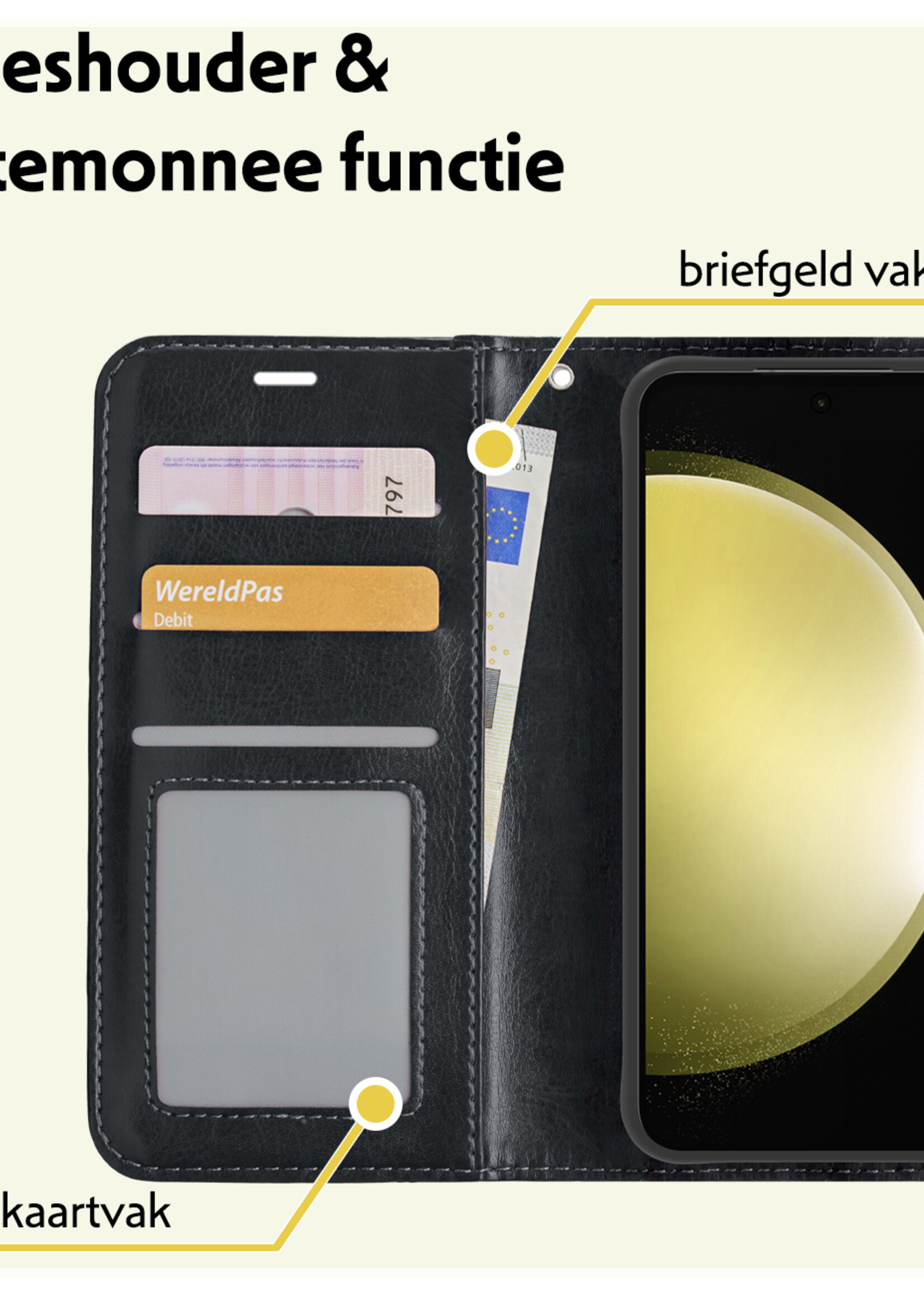 LUQ Hoesje Geschikt voor Samsung S23 FE Hoesje Book Case Hoes Wallet Cover - Hoes Geschikt voor Samsung Galaxy S23 FE Hoesje Bookcase Hoes - Zwart