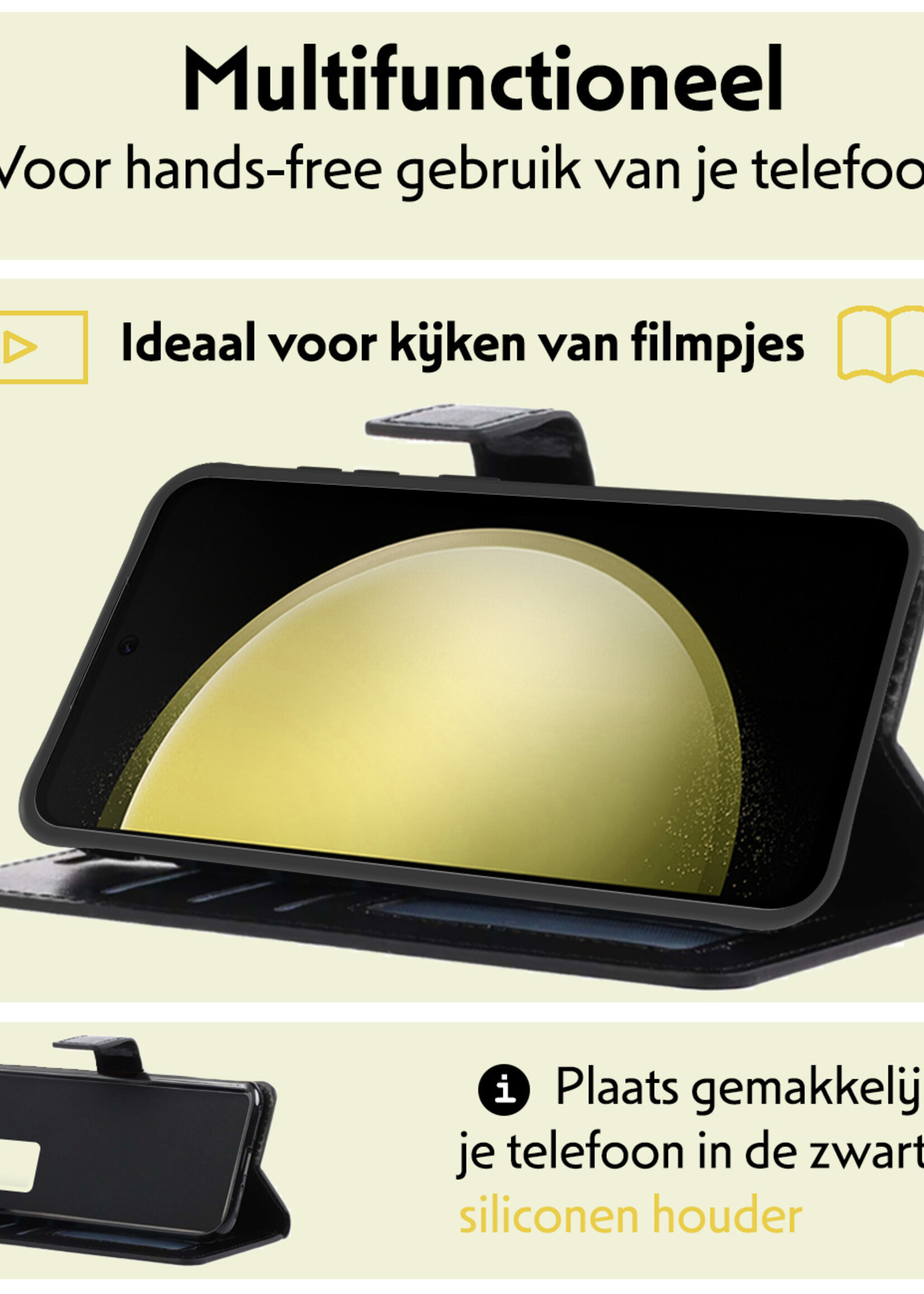 LUQ Hoesje Geschikt voor Samsung S23 FE Hoesje Book Case Hoes Wallet Cover - Hoes Geschikt voor Samsung Galaxy S23 FE Hoesje Bookcase Hoes - Zwart