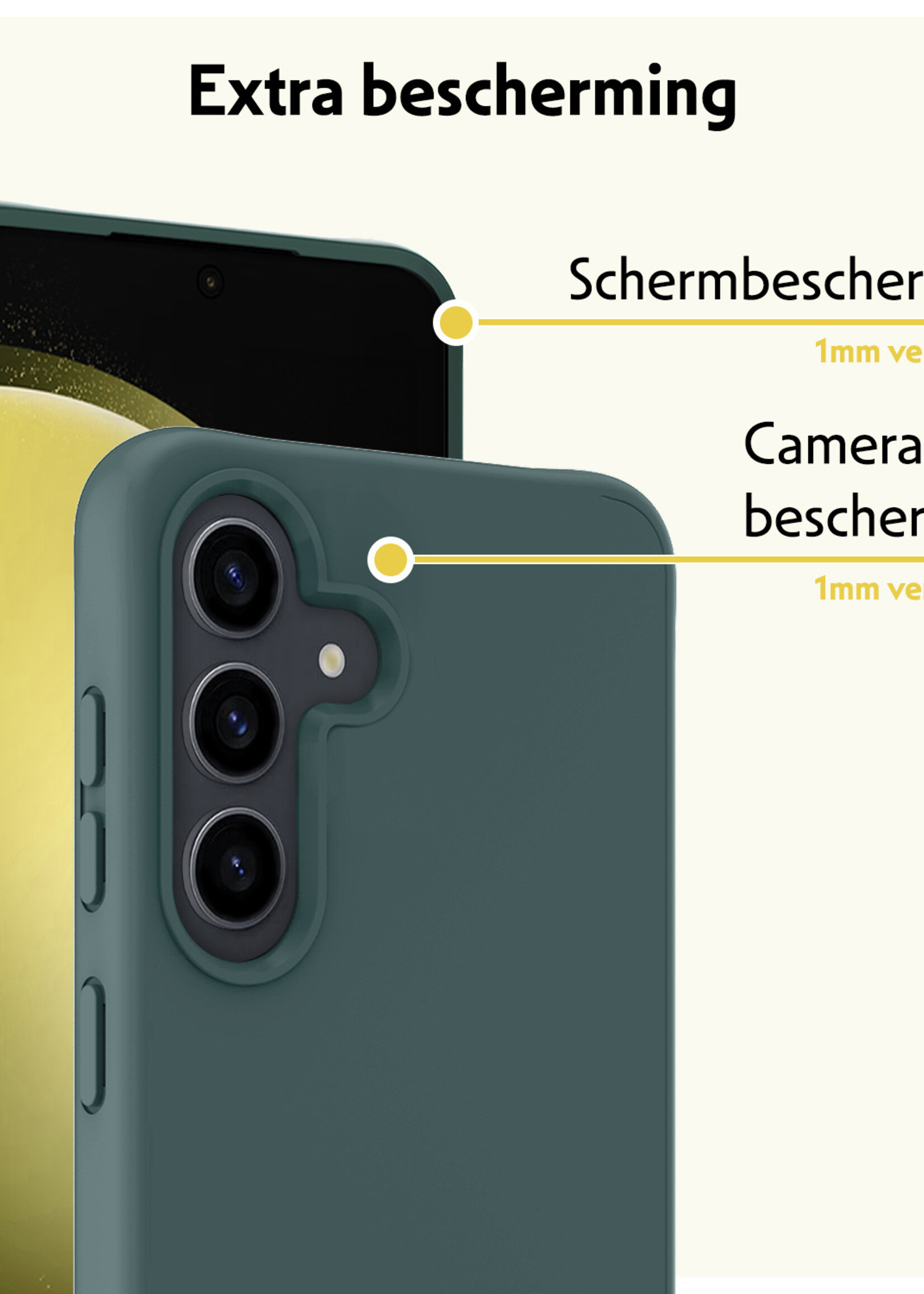 LUQ Hoesje Geschikt voor Samsung S23 FE Hoesje Siliconen Case - Hoes Geschikt voor Samsung Galaxy S23 FE Hoes Siliconen - Donkergroen - 2 Stuks