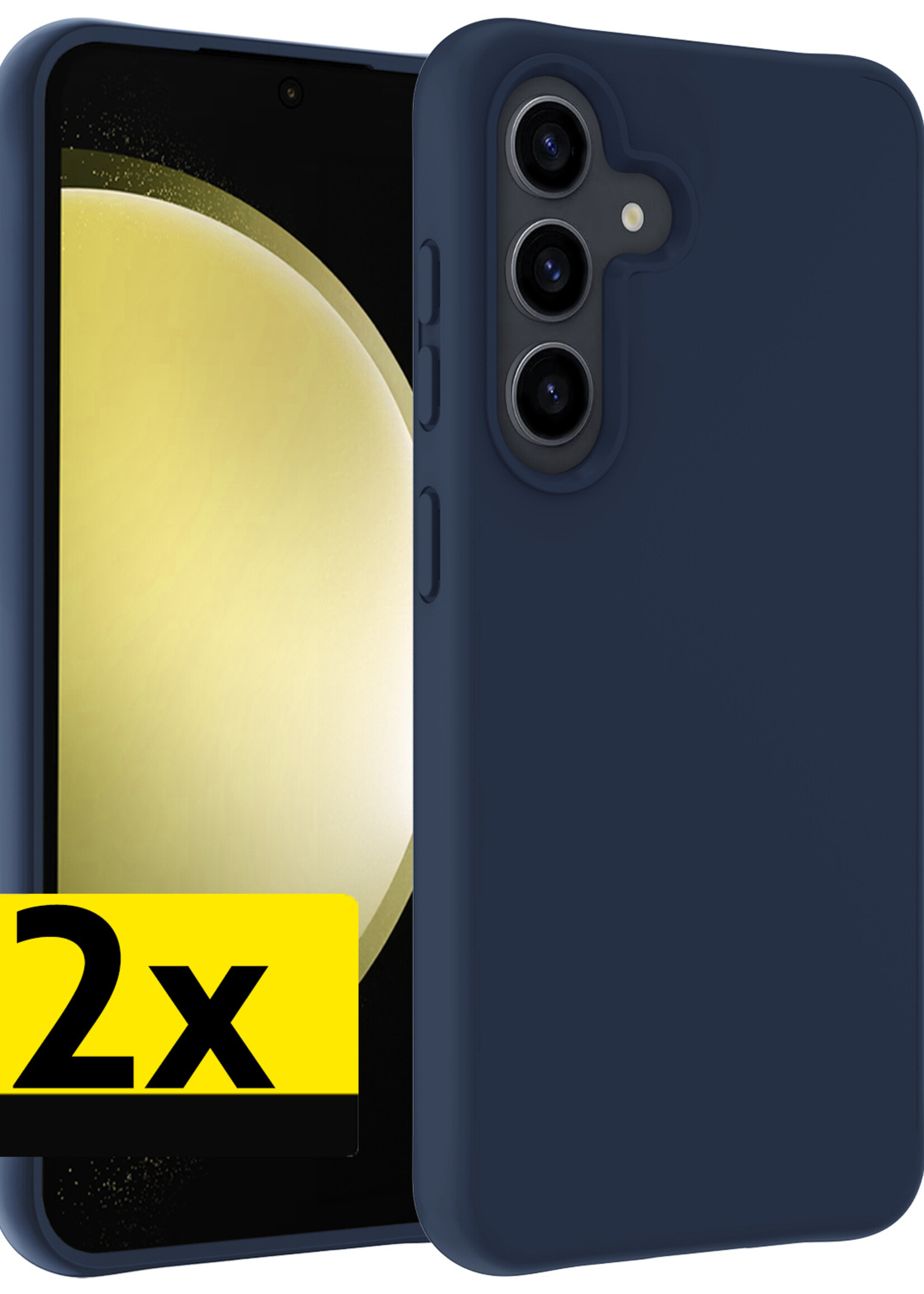 LUQ Hoesje Geschikt voor Samsung S23 FE Hoesje Siliconen Case - Hoes Geschikt voor Samsung Galaxy S23 FE Hoes Siliconen - Donkerblauw - 2 Stuks