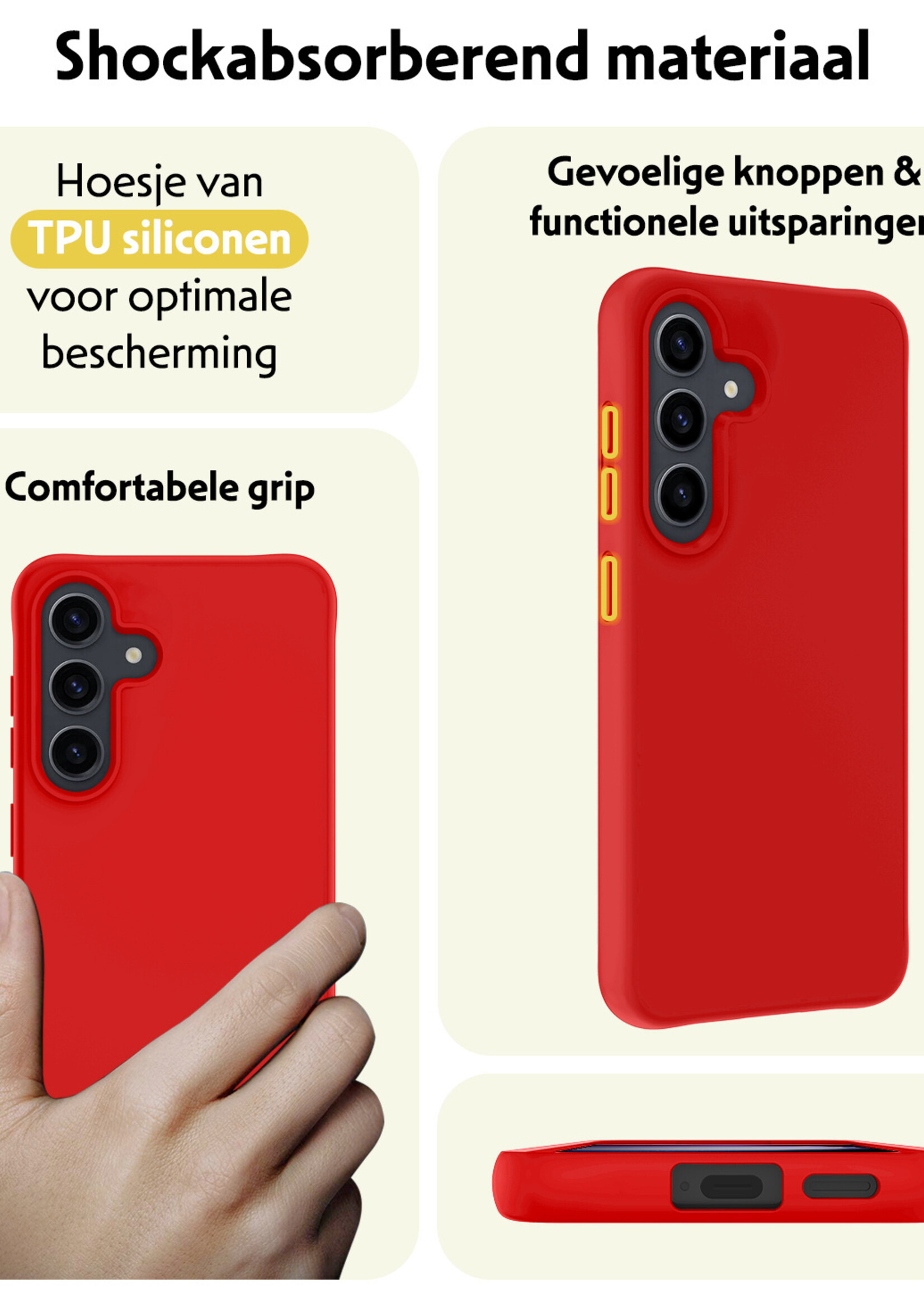 LUQ Hoesje Geschikt voor Samsung S23 FE Hoesje Siliconen Case - Hoes Geschikt voor Samsung Galaxy S23 FE Hoes Siliconen - Rood - 2 Stuks
